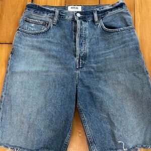 agolde blue denim shorts jorts